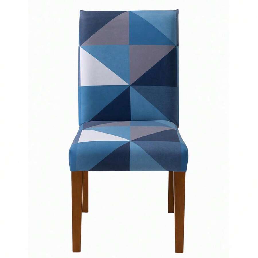 4-Seater Printed Chair Cover Kit For Kitchen Dining Room Gel Mesh Offer - Blue - View 1