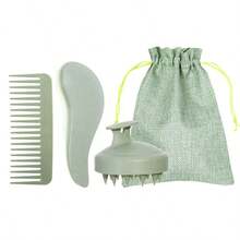 4pcs/Set Wheat Straw Hair Brush Set, Wide Tooth Styling Comb, Silicone Scalp Massage Shampoo Brush