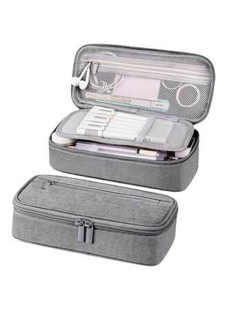 1 st stort vikbart pennfodral med dragkedja, pennfodral med dragkedja, förvaringsväska med hög kapacitet, väska för pennor, hållare, organisatör, pennfodral för kvinnor och män, julklappar, lämplig för högstadiet, grundskolan, pojkar och flickor, universitetsstudenter, kontorsmaterial