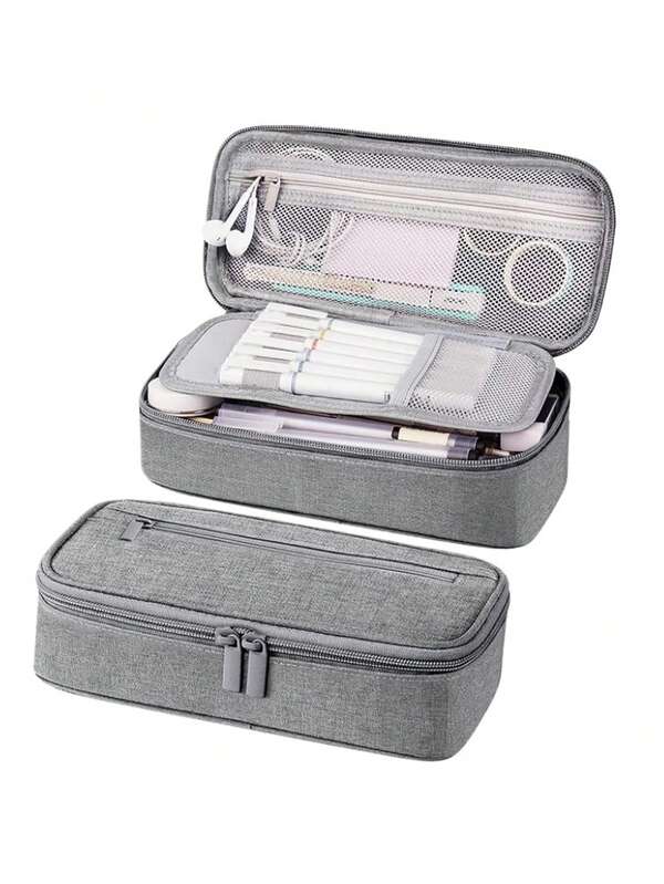 1pc Large Foldable Zippered Pencil Case ,Pencil Pouch WithZipper Compartments,Storage High Capacity Bag Pouch Holder Box Organizer, Marker Pen Case For Women & Men,Christmas Gifts,Suitable For JuniorHigh School Primary School Boys AndGirls College Studen