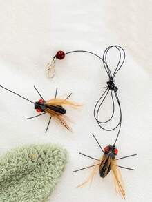 1/2pcs Realistic Insect Feather Replacement Heads For Cat Teaser Toys, Butterfly Feather Bell Cat Toy - Black - View 1