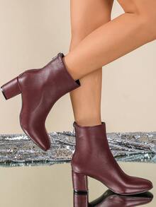 Nuevas botas de tobillo de tacón alto elegantes francesas para mujeres, botas de moda de talla grande con tacón grueso para otoño/primavera