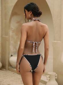 SHEIN Swim Chicsea 夏季两件套女式条纹印花吊带比基尼上衣和比基尼下装 - 彩色 - 查看 2