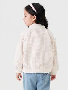Balabala Young Girl Cute Houndstooth Autumn Baseball Jacket - Brown Tone - View 3