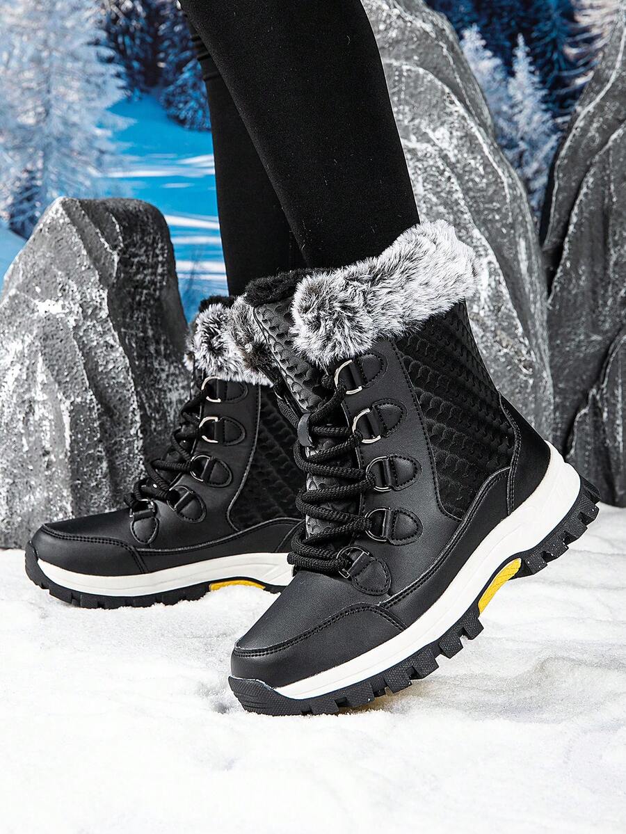 Neue winterwarme Outdoor-Schneestiefel, Damenschuhe in Große Größen, Paar Hochschaft-Wanderstiefel
