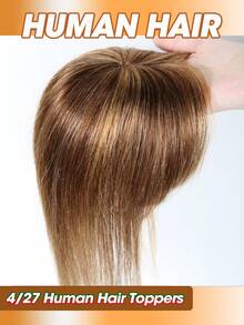 雷米真人发片棕色混合直发接发丝质发夹发片适合女性脱发或稀疏头发 #12P613 #4/27 - 彩色 - 查看 5