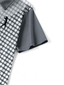 Men's Polka Dot Figure Print Short Sleeve Polo Shirt, Suitable For Casual, Outdoor Activities, Vacation, Golf And Other Sports Scenarios In Summer