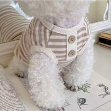 Simple Striped Spring/Summer Puppy Dog Knit Vest Teddy Bichon Bear Small And Medium-Sized Dog Cat Two-Legged Pet Clothes