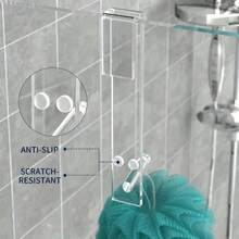 2pcs Acrylic Clothes Hook For Spring Refresh – No-Drill No-Punch Shower Door Hook, Bathroom And Bedroom Door Organizer, Transparent Clear Acrylic Bathroom Accessories, Durable Space-Saving Towel And Robe Hook, Easy-Install No-Tool, Perfect For Laundry, Vanity, Spa, And Shower Areas In Modern Home Décor - Transparent - View 2