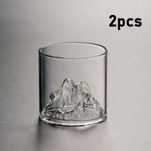 4 pezzi Bicchieri da whisky ispirati alla montagna, in vetro borosilicato trasparente, durevoli e facili da pulire, senza necessità di assemblaggio