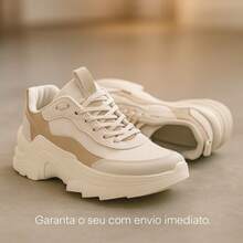Women's Tractor Platform Sneakers, Modern And Comfortable Design, Casual Neutral Rubber, Holiday Outdoor - 白色 - 查看 3