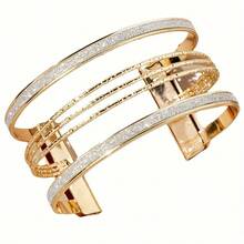1 Piece Of European And American Retro Fashion Style Big Brand Open Wide Hollow Geometric Women's Bracelet, Luxurious Sexy Women's Bracelet, The Perfect Gift, Suitable For Daily And Holiday Party Wear, Unique Design - 金色 - 查看 2