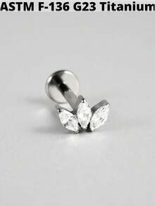 1PC G23 Titanium Marquise Zirconia Labret Lip Studs Internal Thread CZ Snake/Butterfly/Flower Ear Cartilage Tragus Helix Earring Lobe Piercing Jewelry - As Shown - View 23