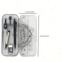 8pcs Geometric School Compass, Mechanical Pencil, Protractor, Ruler And Triangle Ruler Drawing Kit With Storage Box