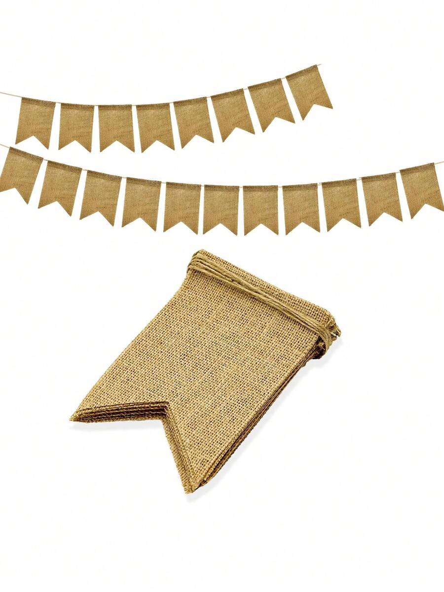 12pcs 3 Meters Wide Burlap Pennant Banners, DIY Party Decorations, Suitable For DIY Decor, Birthday, Wedding, Party, Classroom, Graduation, All Saints' Day, Halloween, Samhain, Large Events, Garden And Home Decoration - Linen Swallowtail Flag - View 1