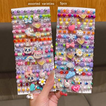 5 piezas Pulseras con cuentas de dibujos animados lindos y aleatorios