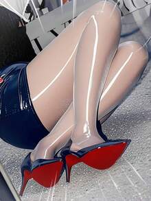 1件装女士亮面马油光滑紧身连裤袜，性感修身派对打底裤 - 彩色 - 查看 9