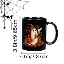 1Pc 11oz Halloween Mug Gift, Coffee Mug Birthday Gift, Ghost Mug, Spooky Mug, Fall Coffee Mug, Pumpkin Mug Gift, Coffee Tea Lovers Gift