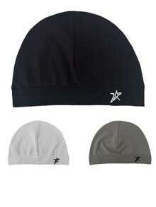 星星刺绣骷髅帽 轻盈柔软弹力透气针织帽 男士户外运动徒步露营旅行跑步街头休闲时尚全季舒适日常头饰秋季装饰 - A - 查看 6