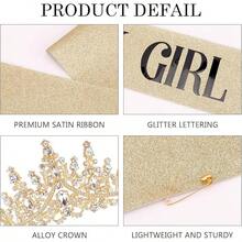 BIRTHDAY GIRL Birthday Sash And Crowns Women Birthday Sashes Women Party Decoration Happy Birthday Accessory - Vàng - Xem 8