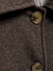 女士时尚休闲法式单排扣短款宽松领羊毛大衣 - 咖啡棕 - 查看 8