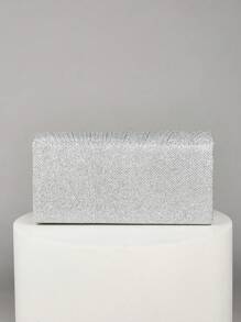 REMANLAND 迷你闪亮链条折叠褶皱方形手拿包，镶钻晚宴包，完美搭配女士舞会礼服、派对配饰、亮片连衣裙、闪亮连衣裙、优雅连衣裙，优雅舞会包，完美搭配伴娘，适合婚礼招待会、派对、婚礼、舞会、盛会和其他场合。