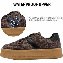 MEMON Womens Fashion Sneakers,Lace Up Platform Sneakers,Lightweight Casual Sneaker,Walking Sport SneakersChristmas - 棕色豹子me25010 - 查看 11