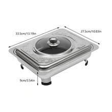 4pcs Chafer Pan Food Buffet Trays With Lid - Rectangular Chafing Dish Trays Buffet Tray Chafing Dish Food Warmer Rectangular Food Plate Stainless Steel - Silver - View 3