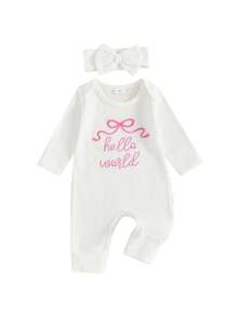 Nebworn Baby Girl Waffle Knit Romper Long Sleeve Ruffle   Fall Winter Clothes Coming Going Home Outfit - 白色 - 查看 4