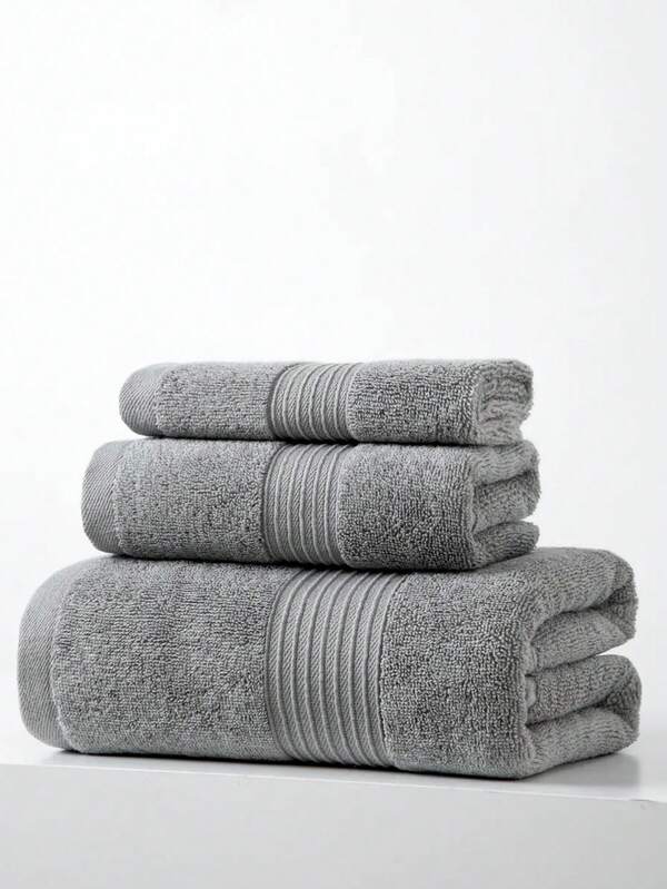 1 juego de toallas, incluye 1 toalla de baño minimalista gris ligera (70*140cm), 1 toalla de mano/rostro pequeña (34*74cm) y 1 pañuelo cuadrado (34*34cm). De secado rápido, absorbente, suave, adecuado para baño, cocina, viajes, regalos, gimnasio, playa, hotel, salón, uso al aire libre. Toallas de ducha para salón de belleza, hotel, deportes, artículos esenciales para el hogar, toalla, cuidado de la piel