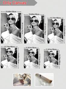 1张复古海报，女性墙面艺术，黑白女孩印花，复古时尚照片，老艺术品，海报，时尚墙面装饰（不含框） - 淺灰色 - 查看 2