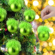 12Pcs Christmas Tree Ball Ornaments Party Arrangement Plastic Balls With Plush Suitable For Anniversaries Holiday Home Decor Christmas Decorations Room Decor Winter