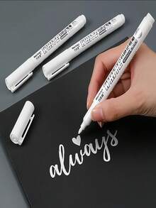 5pcs/Set Non-Erasable White Chalk - Suitable For Blackboard, Window, Glass, Bar, Poster And Other White Marking, Waterproof Fine Tip Oil Paint And Graffiti Marker Set, Essential For Back To School Season - Multicolor - View 6