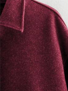 Women's Fashion Minimalist Versatile Commuting Zipper Wool Coat - Red Violet - View 7
