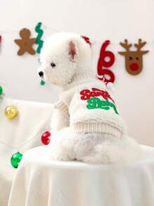 1 pieza Ropa para mascotas, Lindo atuendo para perros/gatos pequeños, Cálido y cómodo suéter de felpa navideño para mascotas