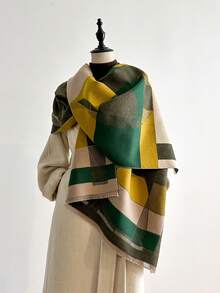 1 chiếc khăn choàng cổ ấm áp bằng vải cashmere giả jacquard họa tiết mèo tối giản, thích hợp cho phòng có máy lạnh, khăn choàng cổ đa năng thời trang cho mùa thu/đông dành cho nữ, khăn choàng mùa đông cho trang phục - Nhiều màu - Xem 3