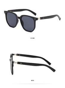 قطعة واحدة نظارات شمسية للرجال بإطار كلاسيكي مربع، اكسسوارات نظارات أنيقة على الطراز الكوري القديم، مناسبة للاستخدام على الشاطئ أو مع البلوزات والسترات والهوديز وبنطلونات الجلد والبضاعة