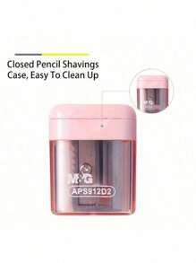 一体式铅笔刀，单孔高级学生铅笔刀，锋利无比，耐用易清洁，带盖子防止杂乱，紧凑型设计，适合办公室和家庭使用的桌面文具，简约时尚的晨光铅笔刀，单孔小学生手动铅笔刀，眉笔刀