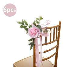 1 peça/6 peças de flores artificiais, cadeiras de corredor de casamento decoradas com rosas artificiais, decoração elegante para assentos de banco de igreja, adequada para cerimônias de casamento, recepções, Natal, Dia dos Namorados, banquetes, aniversários, festas e ocasiões especiais, presentes de verão, praia, volta às aulas, material escolar, decoração de quarto - Multicolorido - Ver 18