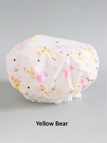 1/5/10pcs (Random Style) Adorable Shower Caps, Waterproof Bath Caps Plastic Reusable Shower Caps Elastic Band Bath Hair Hat For Girl & Baby Floral Pattern Shower Cap Reusable PEVA Shower Cap, Cherry Print Elastic Waterproof High Multifunctional Bathing Caps For Bathroom - Multicolor - View 12