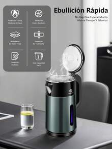 2.0L Electric Kettle, Stainless Steel Electric Tea Kettle, 1000W, Automatic Power-Off Protection, Stainless Steel - US A Type Plug(110-127V) - View 9