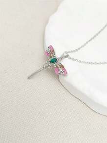 1 件优雅波西米亚风格彩色蜻蜓吊坠项链，适合女性日常、派对、旅行珠宝礼物