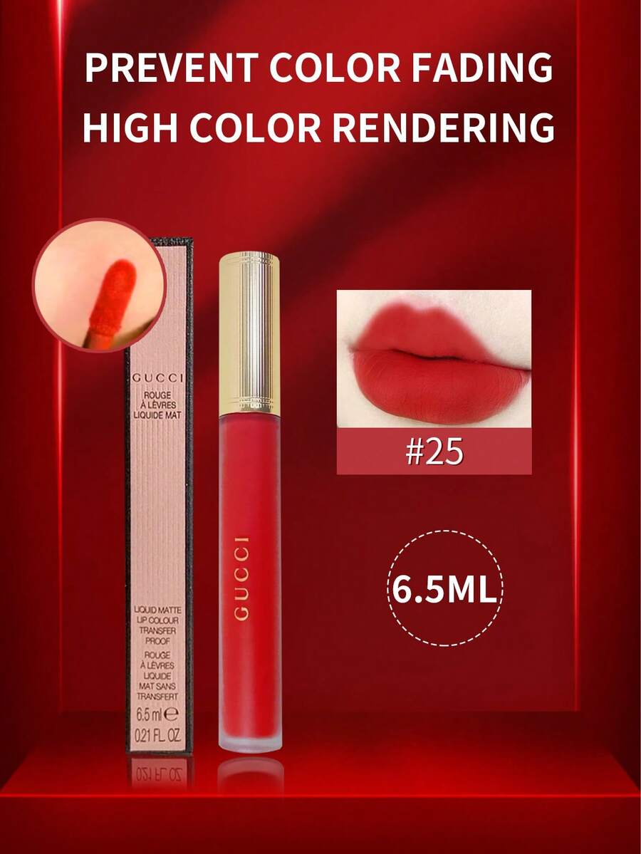 Gucci 液体唇膏 25 金色红色 6.5 毫升/0.21 盎司高显色、持久哑光唇膏,天鹅绒般质感 | 舒适、轻盈的配方,不会使嘴唇干燥 | 一次滑动即可呈现浓郁、浓郁的色彩 | 顺滑、轻松涂抹,打造精准、轮廓分明的双唇 | 适合日夜使用、特殊场合和日常魅力 | 完美打造大胆、精致的妆容 - Goldie Red 25 - 查看 1