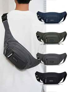 1个【超薄尼龙腰包】超薄尼龙男士腰包 | 轻便防盗斜挎包，适合运动、户外探险和都市旅行。大容量多功能腰包 - 运动腰包，配有可调节肩带、多个拉链口袋，可存放手机、钥匙、现金和必需品，黑色，多功能腰包，拉链封口。