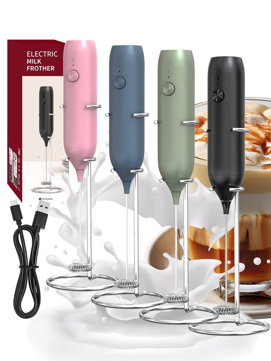 CLITON Rechargeable Handheld Milk Frother | Ideal Kitchen Gift For Coffee Lovers, Perfect Holiday Present, Essential For Daily Home Use | Rich And Long-Lasting Foam, Suitable For Various Drinks (Lattes / Cappuccinos / Hot Chocolate, Etc.), Type-C Fast Charging With Long Battery Life, Lightweight And Compact For Easy Storage - Multicolor - View 1