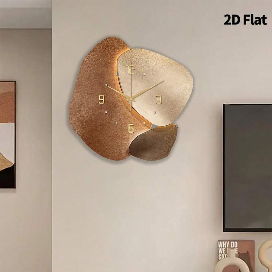 2D Flat, 1pc Modern Fashion Ideas Art Decorative Wall Clock, Super Silent Quartz Movement, No Ticking Sound, Decorative Clock For Living Room, Bedroom, Office, Kitchen And Cafe, Perfect For Christmas, New Year, Valentine's Day Gifts - Multicolor - View 1