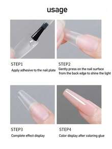 FULL BEAUTY 240 片长棺材透明假指甲按压指甲美甲用品短指甲 - 無色 - 查看 8