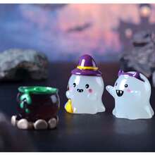 6pcs/12pcs Halloween Glow-In-The-Dark Wizard, Ghost Miniature Landscape Gardening Accessories, Creative Glow-In-The-Dark Car Decor