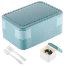 1pc 1550ml Lunch Box, Large Capacity Bento Box With 7 Compartments (Double-Layer Design), Lunch Food Container With Cutlery, Sauce Jar, Microwave & Dishwasher Friendly, Suitable For Adult Men And Women, School, Camping, Food Storage, Restaurants, Back To School Gifts, Kitchen, Christmas Gifts - Multicolor - View 15