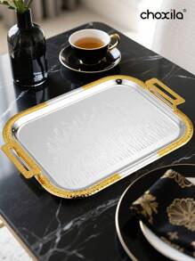 choxila 1pc Storage Tray With Handle, Highly Attractively Home Decor, Serving Tray, Wheat Pattern, Perfect As A Gift For Friends, Family, Or Loved Ones. Ideal For Organizing Coffee Cups, Tea Cups, Teapots, Snack Bowls, Cosmetics, And Jewelry - Tray - View 7